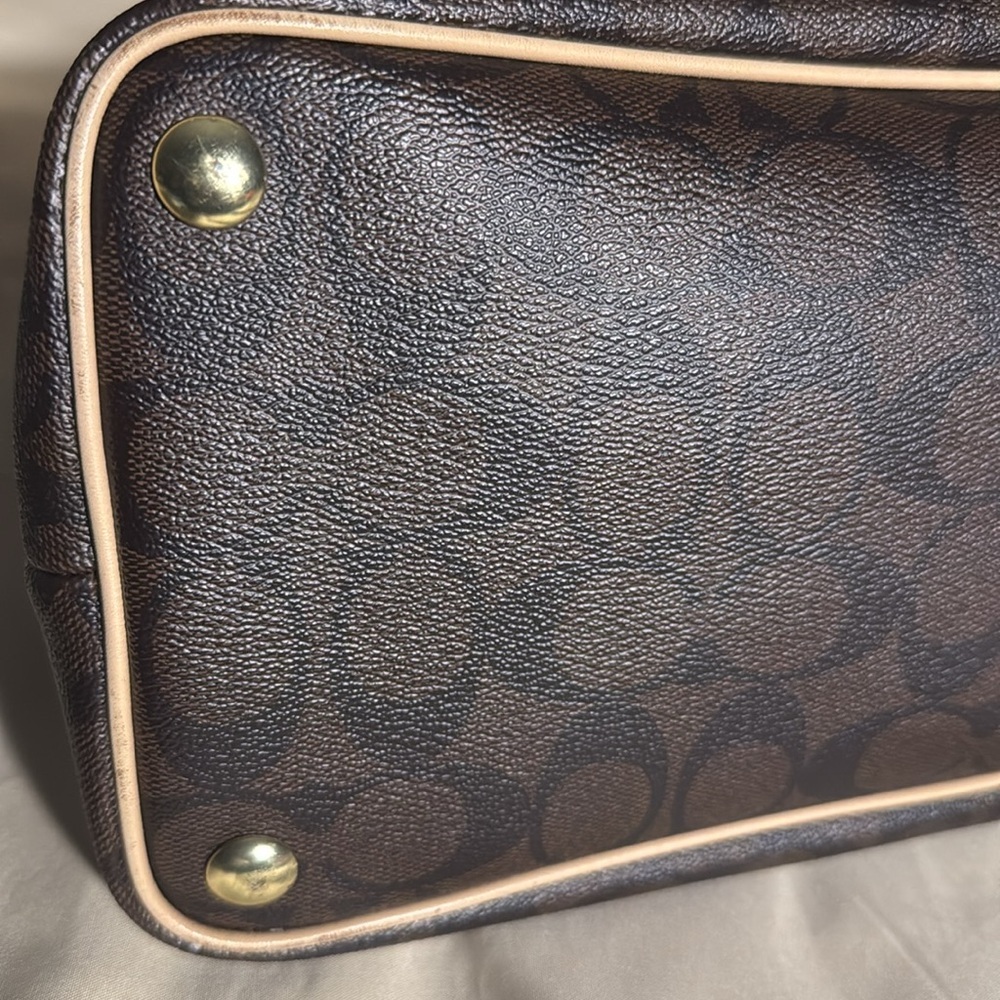 Coach Signature Handbag F26184 Brown Canvas Dome Satchel - Picture 11 of 11